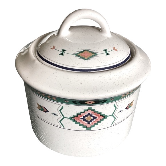Studio Nova Adirondack Y2201 Southwest Aztec Ceramic Lidded Sugar Bowl  EUC - Picture 1 of 14
